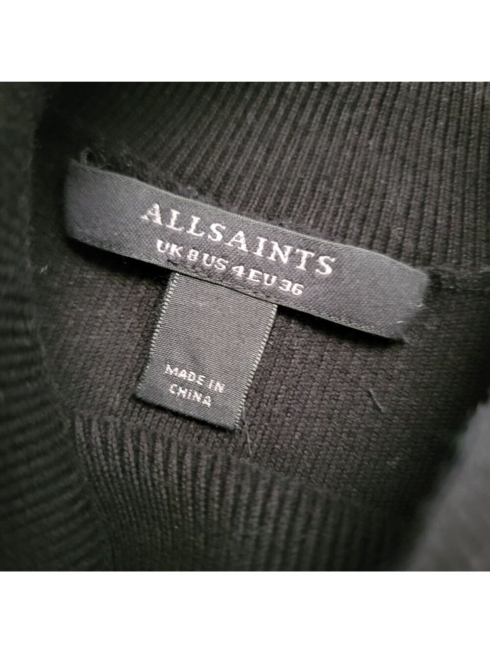 NEW ALLSAINTS Cleo Mini Dress Black Chic Designer Goth Feminine Bodycon Womens 4 - Picture 4 of 8